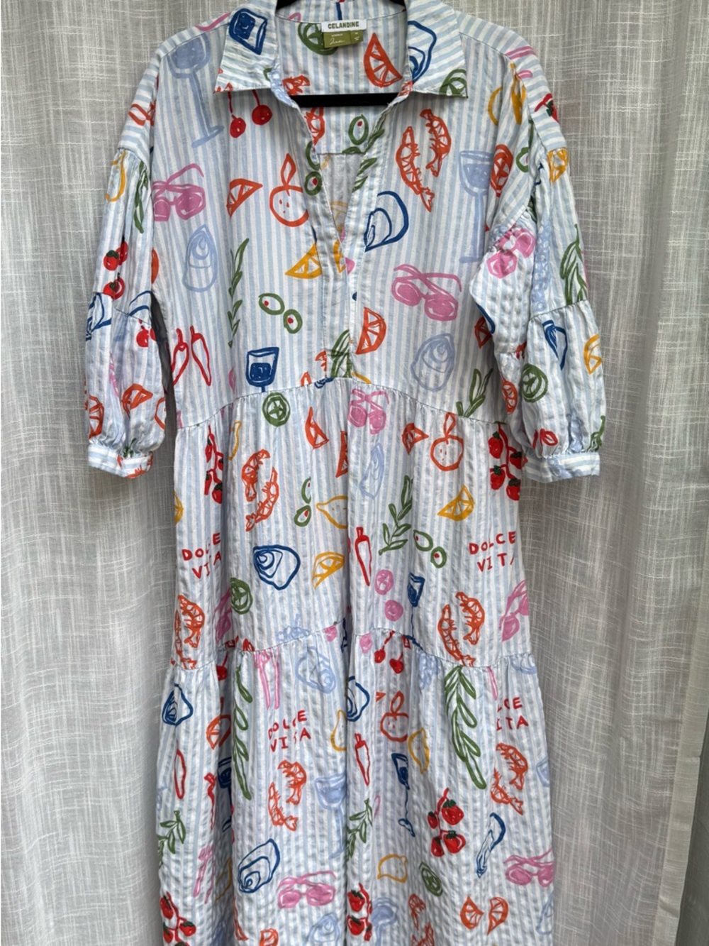Celandine Painted Citrus Print Button-Up Top - Picture 5 of 10